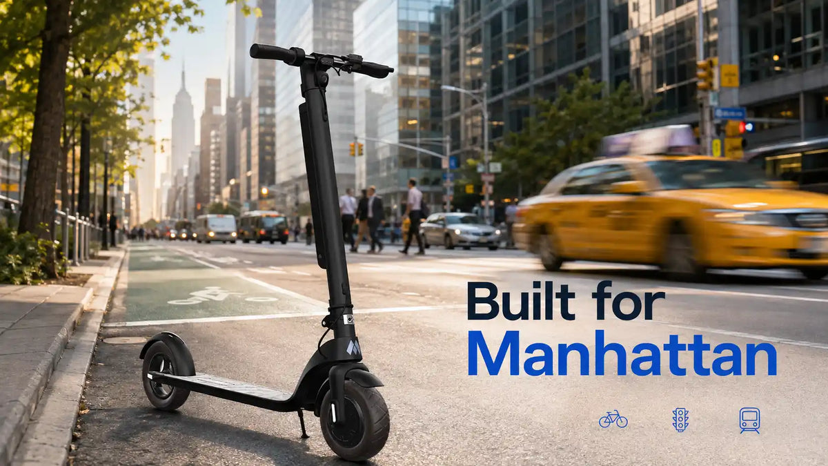 METRO City electric scooter on a New York City street - a UL 2272 certified model built for NYC commuting