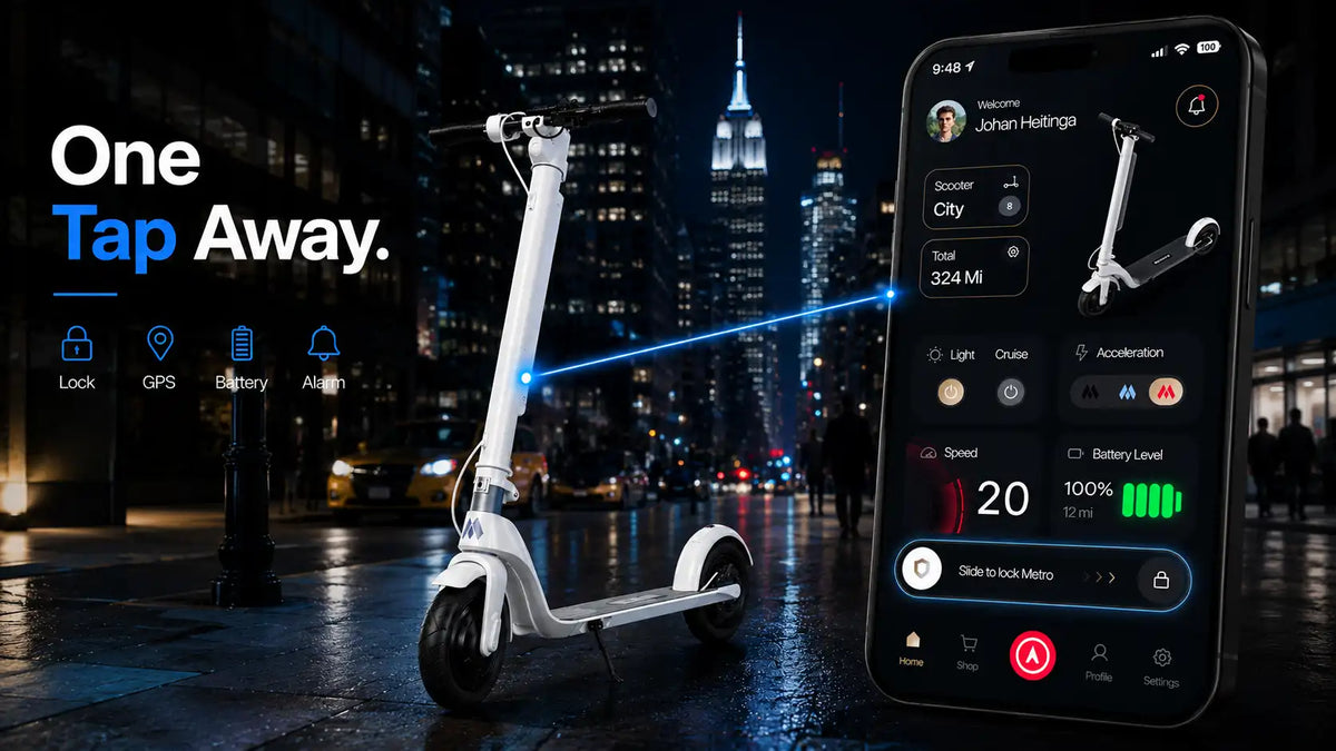 Header image for Metro America's 2026 NYC guide to electric scooters with app control and the METRO+ app