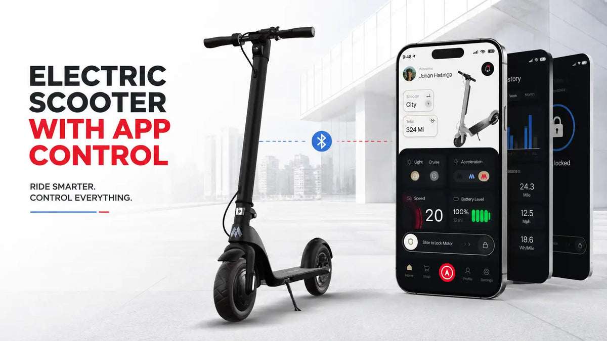 Phone beside an electric scooter during app setup