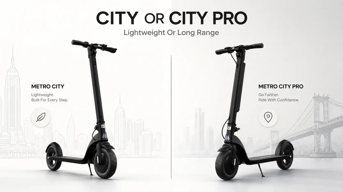 Header image for Metro America's comparison of the METRO City and METRO City Pro smart electric scooters